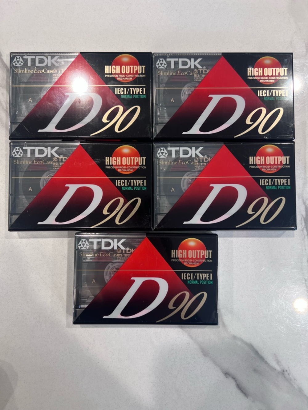 TDK Blank Cassette Tapes D90 90 Minutes Type I High Output Lot Of 5 New Sealed